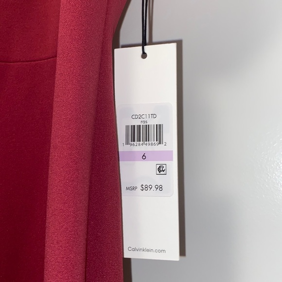🌺 NWT! Raspberry Calvin Klein Sheath Tulip Sleeve Dress - Picture 3 of 8
